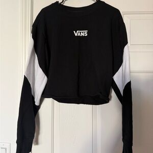 Vans Black and White Cropped Long Sleeve